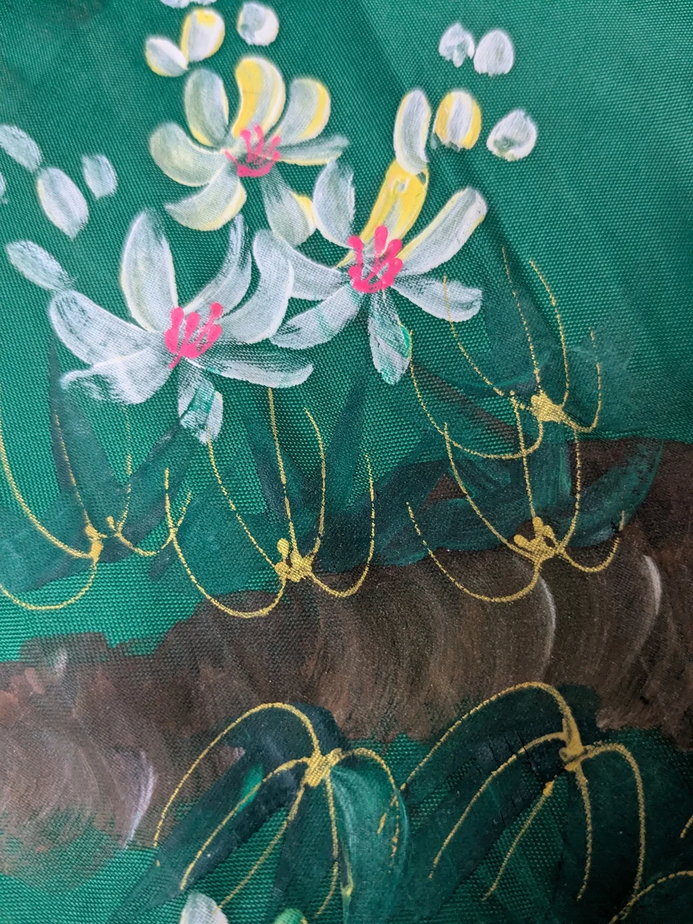 Vintage Decorative Peacock Wall Fan Handpainted Asian Floral Large 30